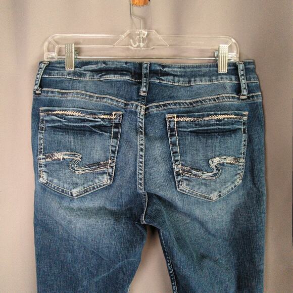 Silver Jeans Womens 30 Blue Elyse Capri Stretch Distressed - Picture 9 of 10